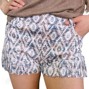 Womens Shorts Plus Country Rustic Astek Boho Suede Fringe Size 3X